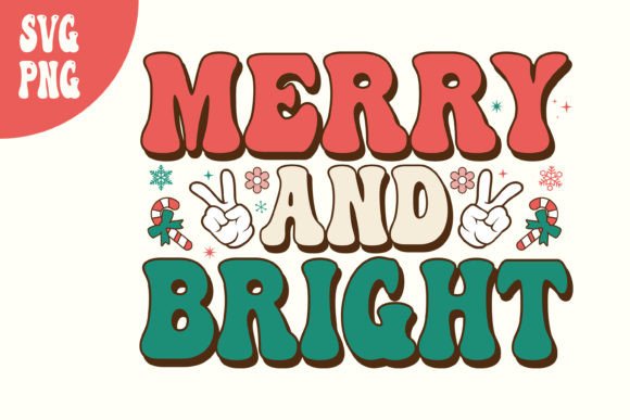 Retro Merry and Bright Christmas PNG SVG Review